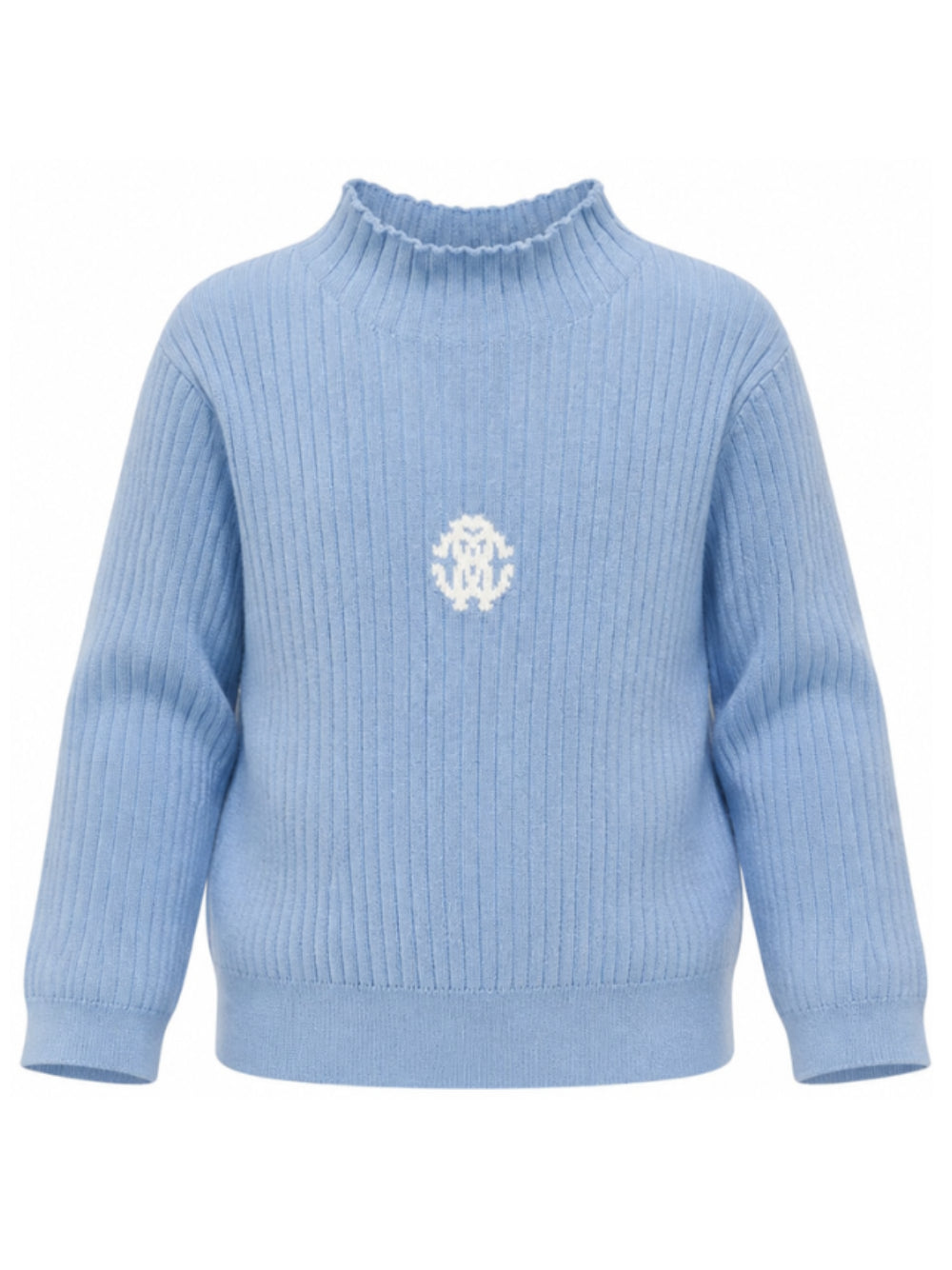 Maglione per bambina Roberto Cavalli Kids azzurro con logo ricamato sul davanti CGA26101MA BLUE LITTLE BOY ROBERTO CAVALLI KIDS