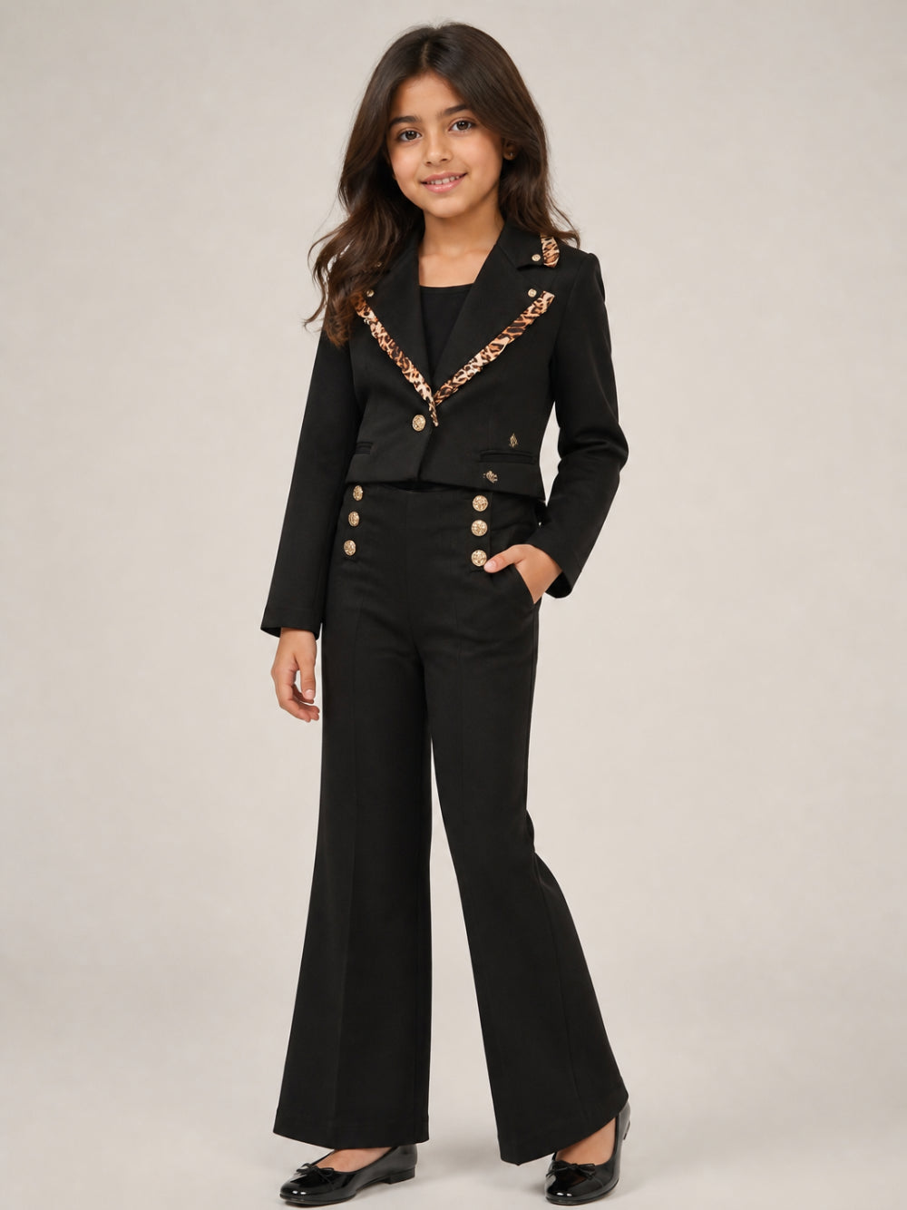 Giacca per bambina Roberto Cavalli Kids nera con dettagli animalier CGA26160GC BLACK ROBERTO CAVALLI KIDS