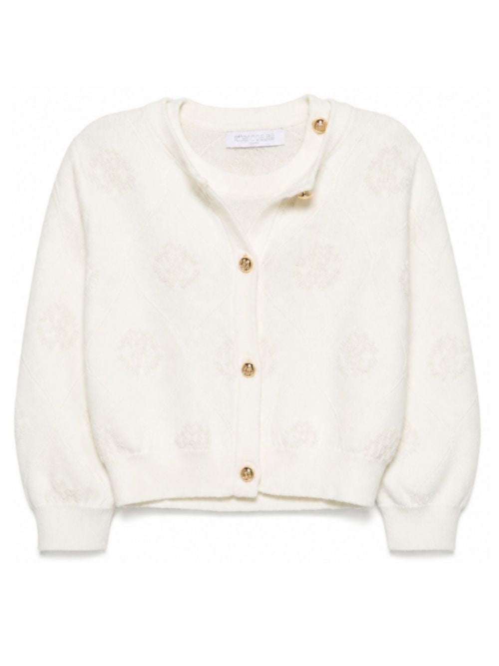 Cardigan per neonata Roberto Cavalli Kids bianco con monogramma applicato CIA26013TW AVORIO CANNOLI CREAM ROBERTO CAVALLI KIDS