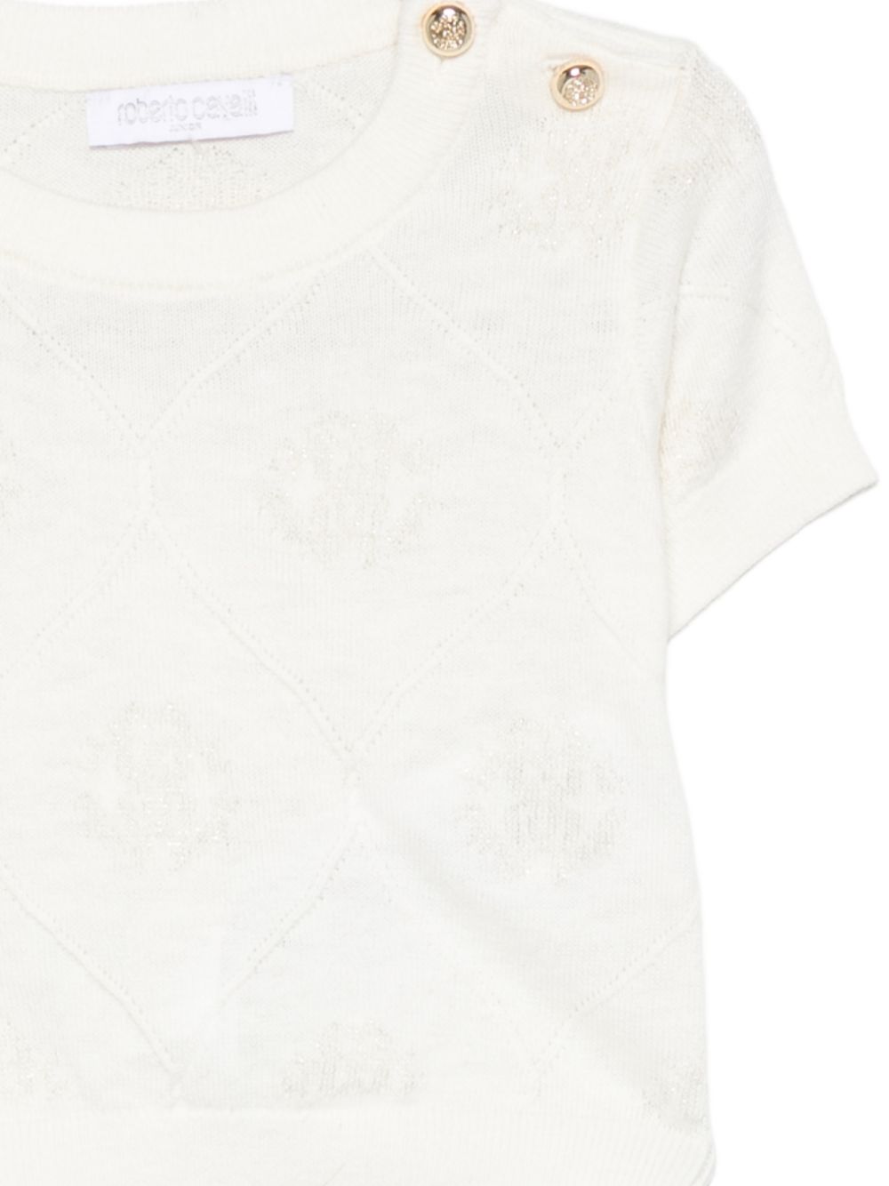 Cardigan per neonata Roberto Cavalli Kids bianco con monogramma applicato CIA26013TW AVORIO CANNOLI CREAM ROBERTO CAVALLI KIDS