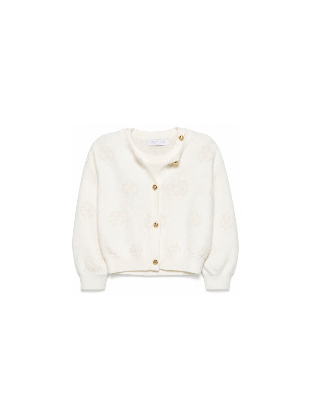 Cardigan per neonata Roberto Cavalli Kids bianco con monogramma applicato CIA26013TW AVORIO CANNOLI CREAM ROBERTO CAVALLI KIDS
