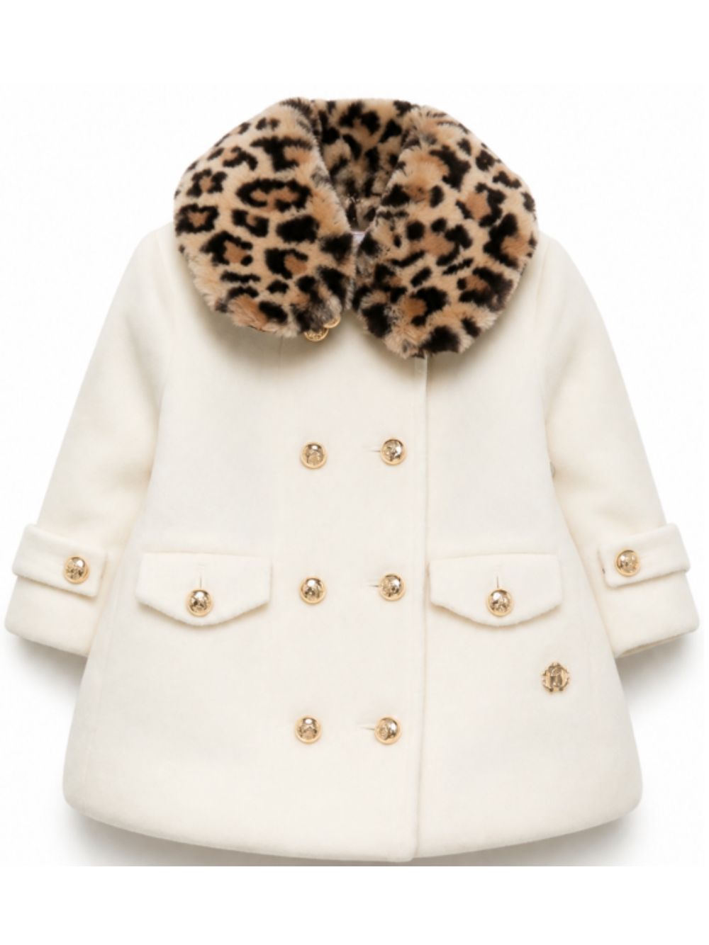 Cappotto per neonata Roberto Cavalli Kids bianco con dettagli animalier CIA26030CP AVORIO CANNOLI CREAM ROBERTO CAVALLI KIDS