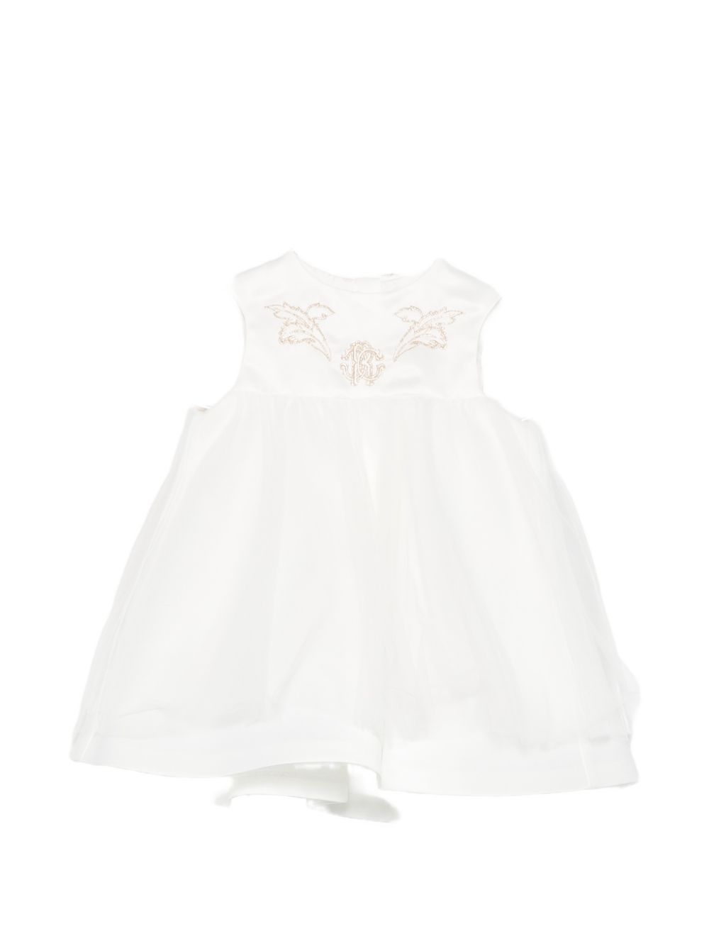 Abito per bambina Roberto Cavalli Kids bianco ricamato con logo CLA26054VE AVORIO CANNOLI CREAM ROBERTO CAVALLI KIDS