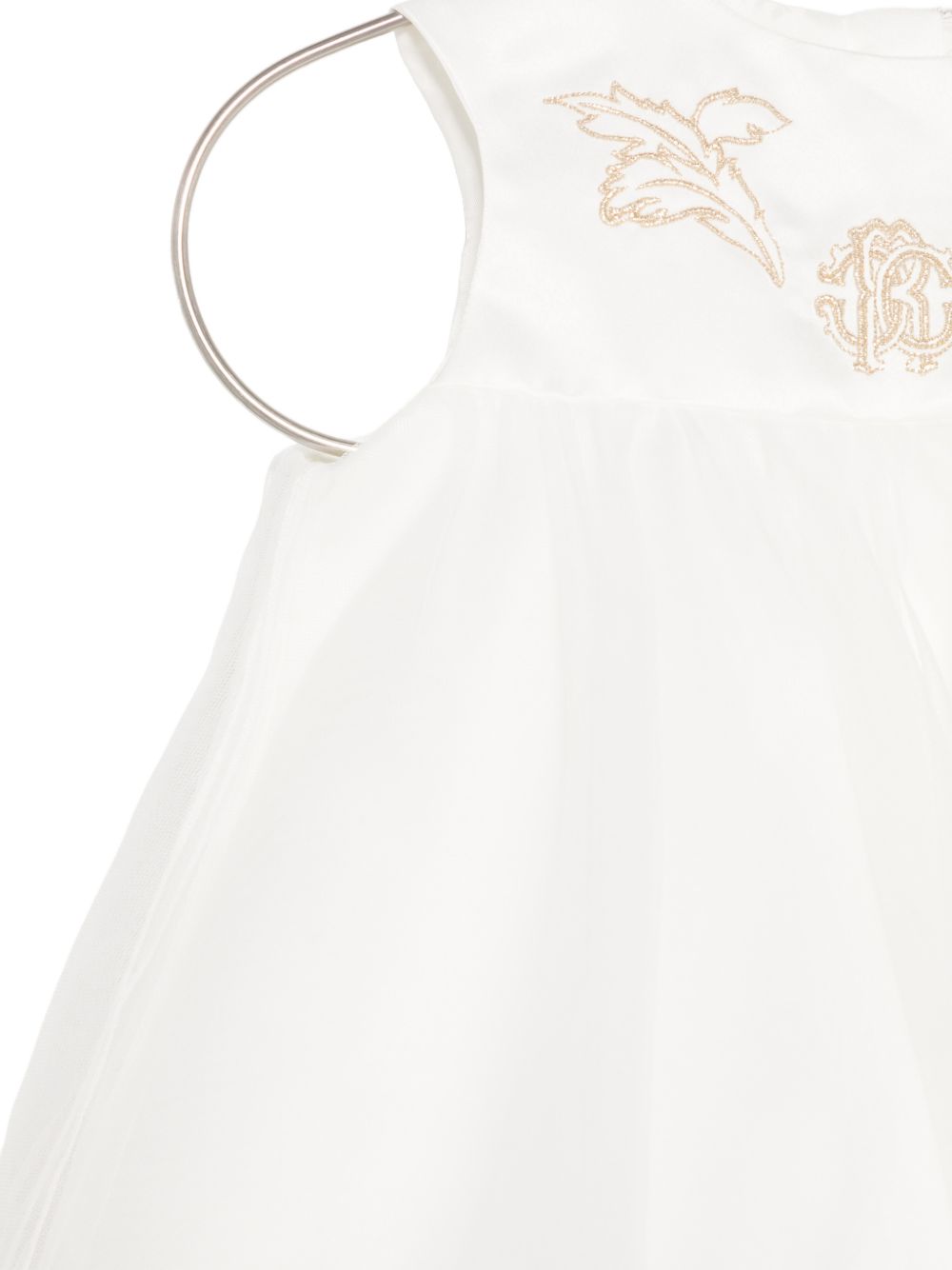 Abito per bambina Roberto Cavalli Kids bianco ricamato con logo CLA26054VE AVORIO CANNOLI CREAM ROBERTO CAVALLI KIDS