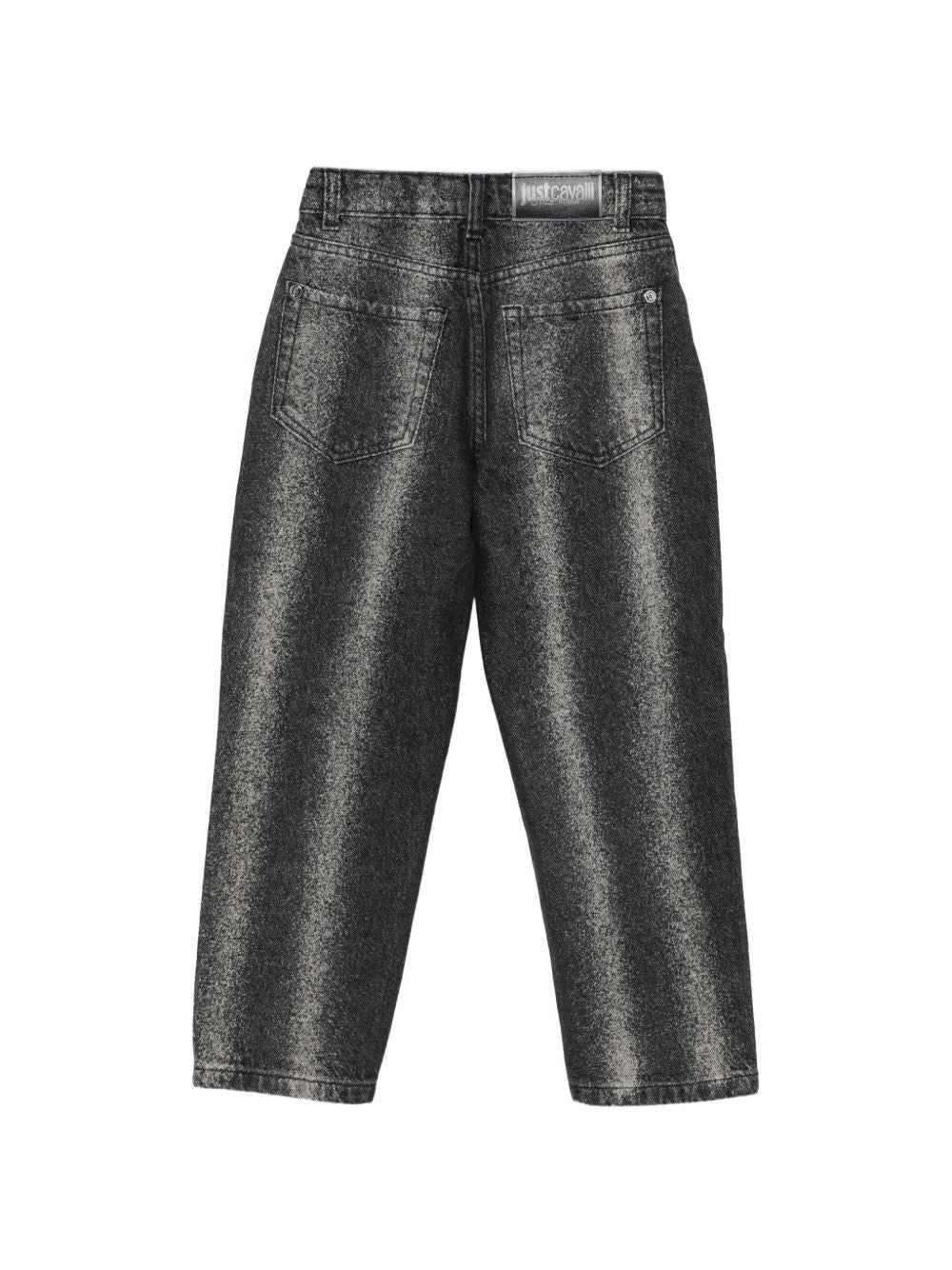 Jeans per bambina Roberto Cavalli Kids neri con effetto slavato JBA26085JE DENIM BLACK ROBERTO CAVALLI KIDS