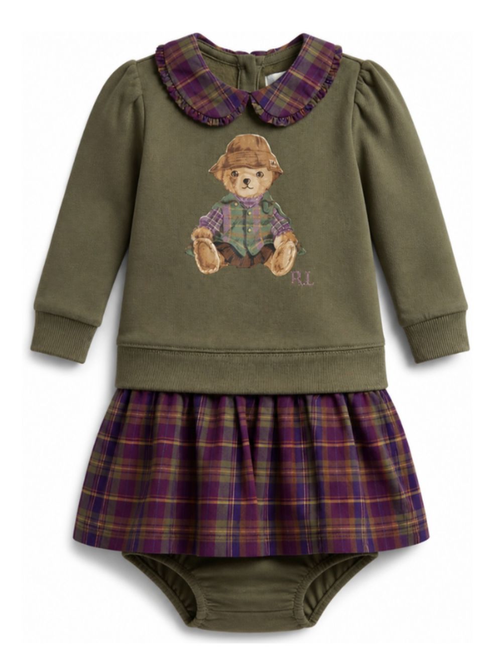 Abito per neonata Polo Ralph Lauren Kids verde con motivo Polo Bear 310B26821 001 Ralph Lauren kids
