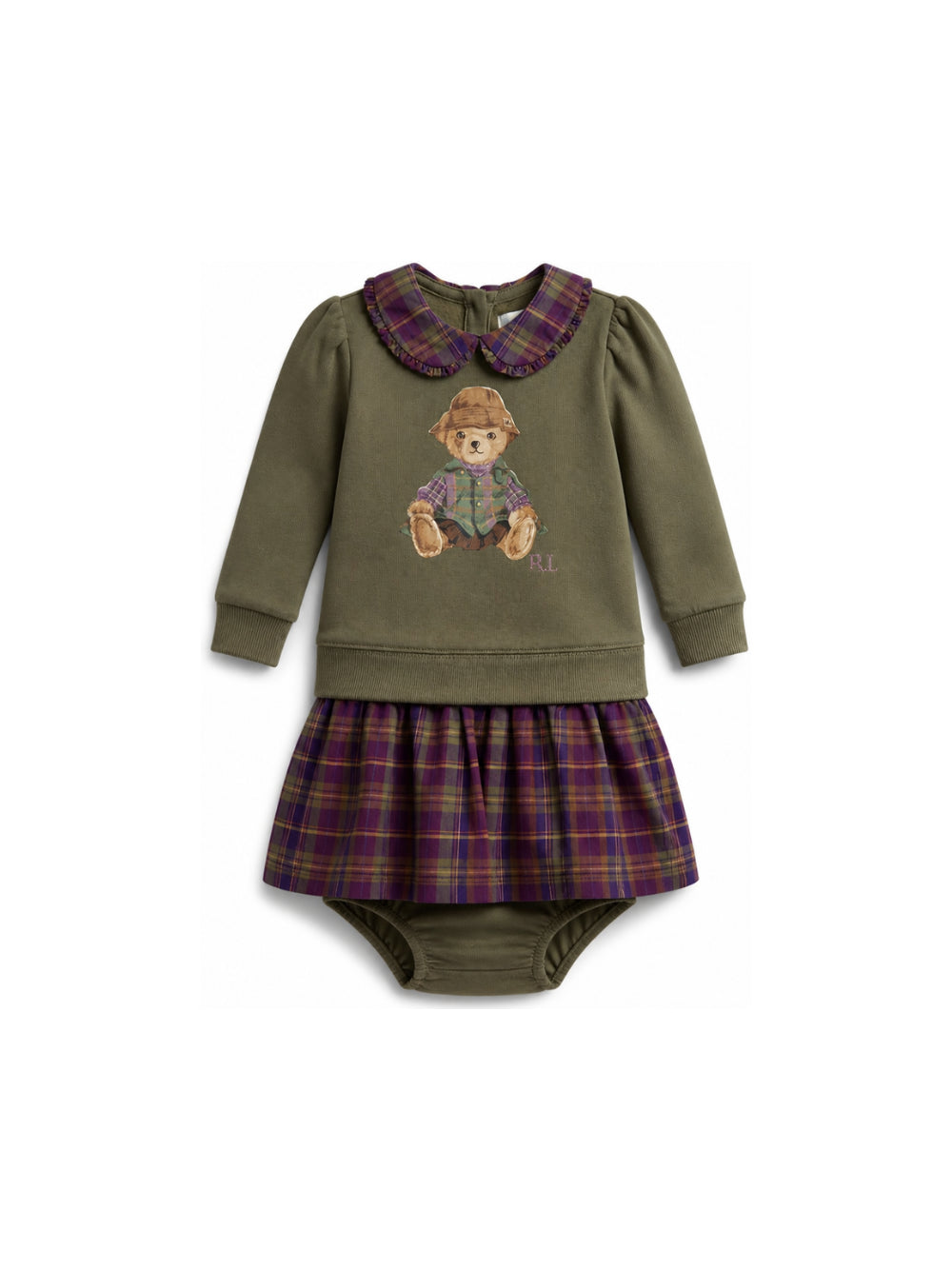 Abito per neonata Polo Ralph Lauren Kids verde con motivo Polo Bear 310B26821 001 Ralph Lauren kids