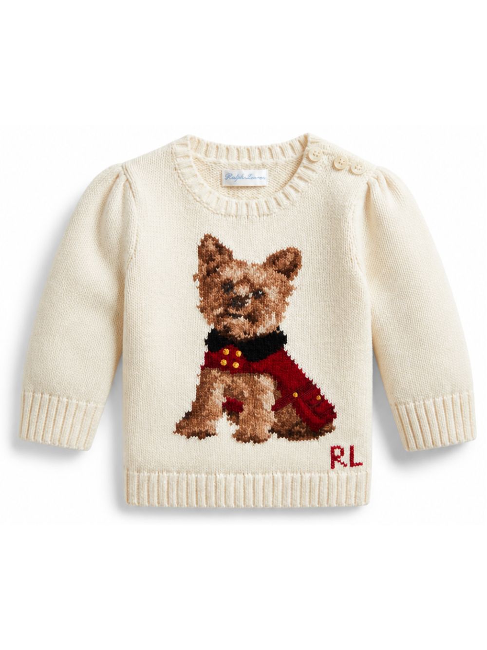 Maglione per neonati Polo Ralph Lauren Kids bianco con intarsio cane 310B28302 001 Ralph Lauren kids