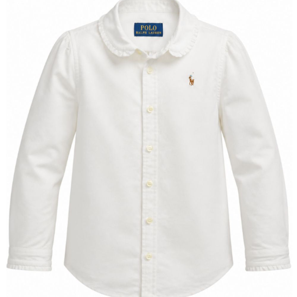Camicia per bambina Ralph Lauren Kids bianca a maniche lunghe 312929954 004 Ralph Lauren kids