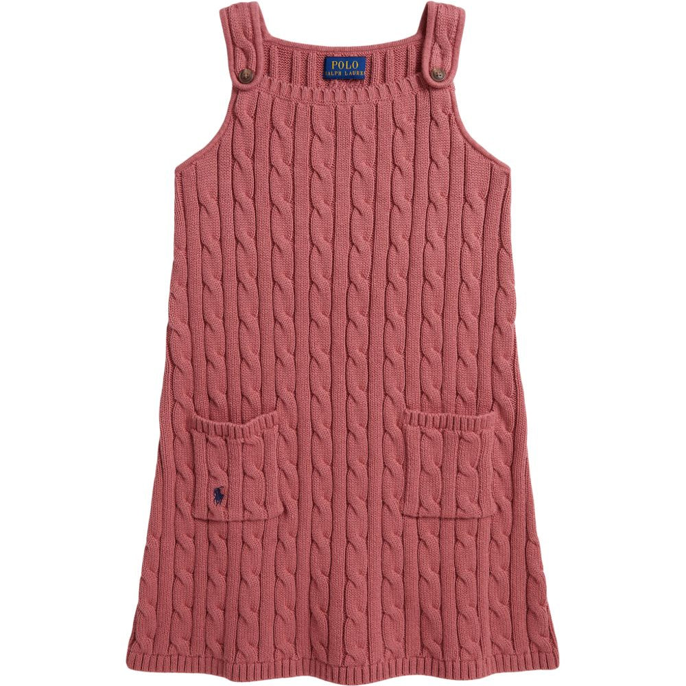 Abito per bambina Ralph Lauren Kids rosa a trecce con spalline abbottonate 312B25927 001 Ralph Lauren kids