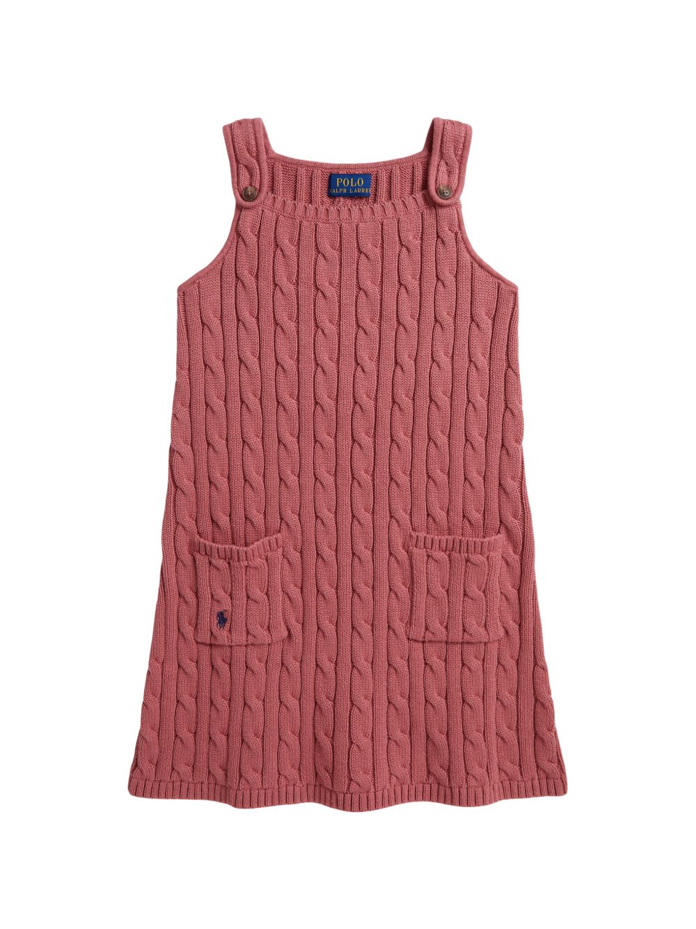 Abito per bambina Ralph Lauren Kids rosa a trecce con spalline abbottonate 312B25927 001 Ralph Lauren kids