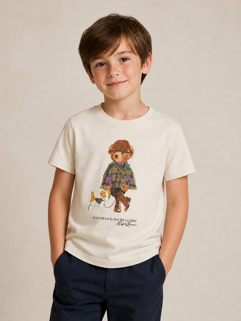 T-shirt per bambino Polo Ralph Lauren Kids bianca con stampa Teddy Bear sul davanti 312B26296 001 Ralph Lauren kids