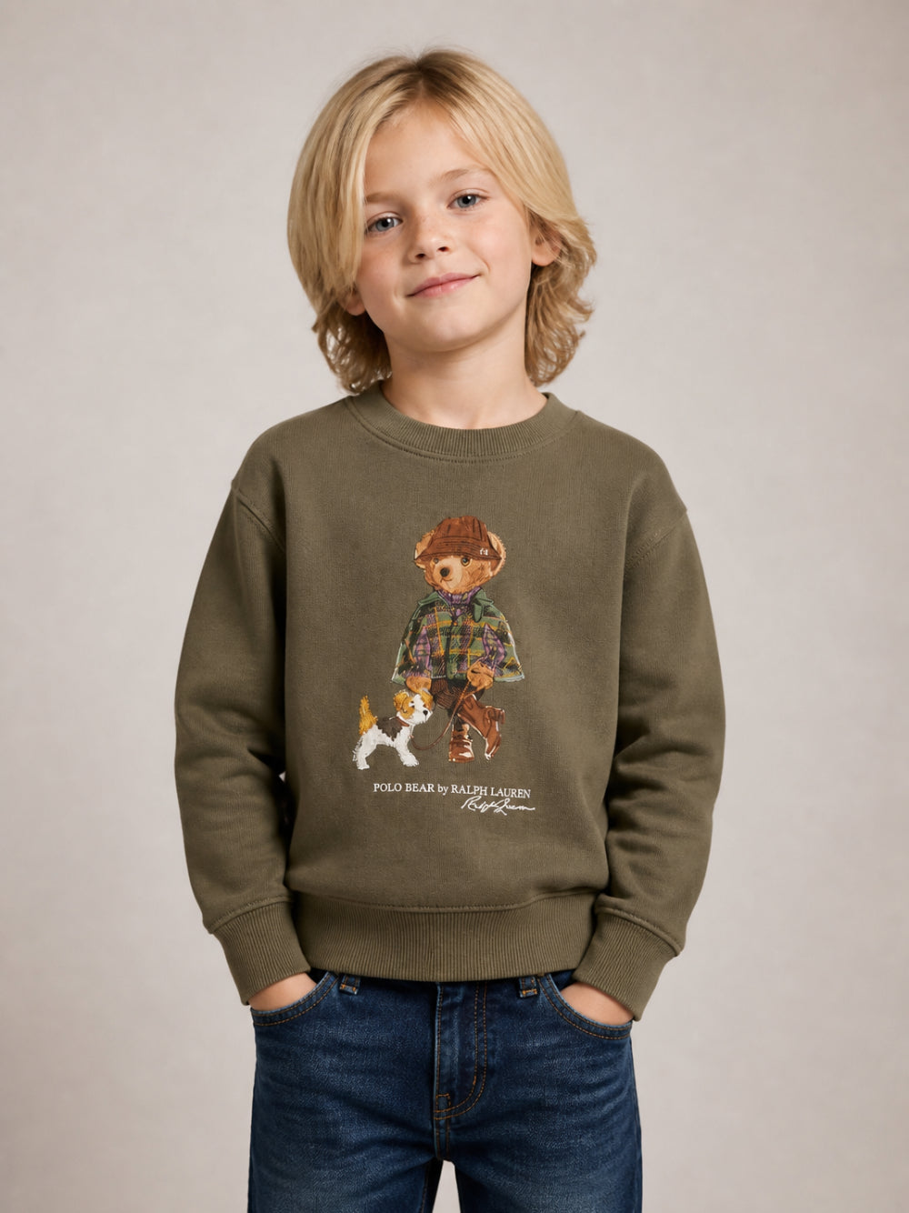 Felpa per bambino Polo Ralph Lauren Kids verde con stampa grafica Polo Bear 312B26298 001 Ralph Lauren kids