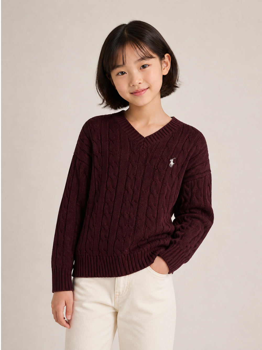 Maglione per bambina Polo Ralph Lauren Kids rosso con trama intrecciata 313A11238 005 Ralph Lauren kids