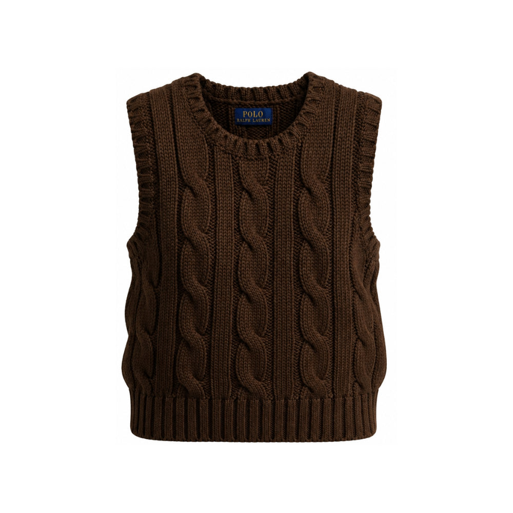 Gilet per bambina Polo Ralph Lauren Kids marrone con motivo Polo Pony ricamato 313B25969 002 Ralph Lauren kids