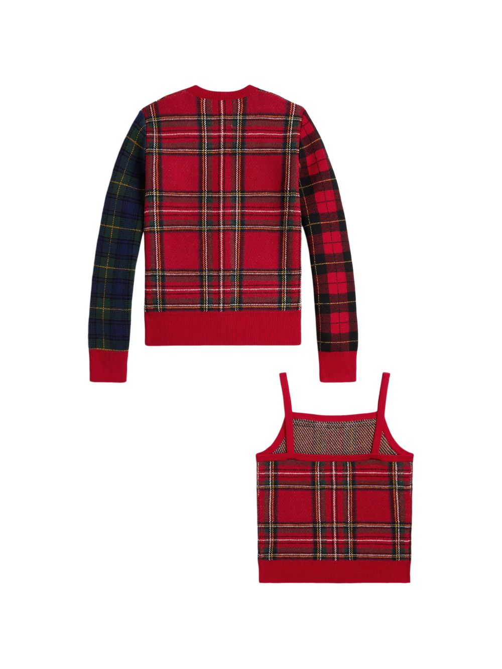 Set cardigan e top per bambina Polo Ralph Lauren Kids rosso con design a patchwork 313B28314 001 Ralph Lauren kids