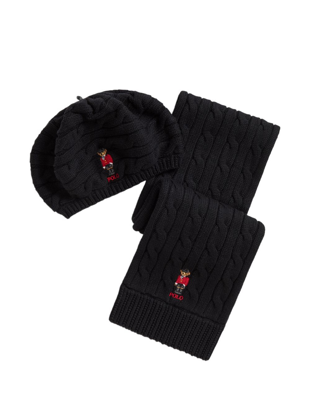 Set cappello e sciarpa per bambini Polo Ralph Lauren Kids nero con motivo Polo Bear 313B28318 001 Ralph Lauren kids