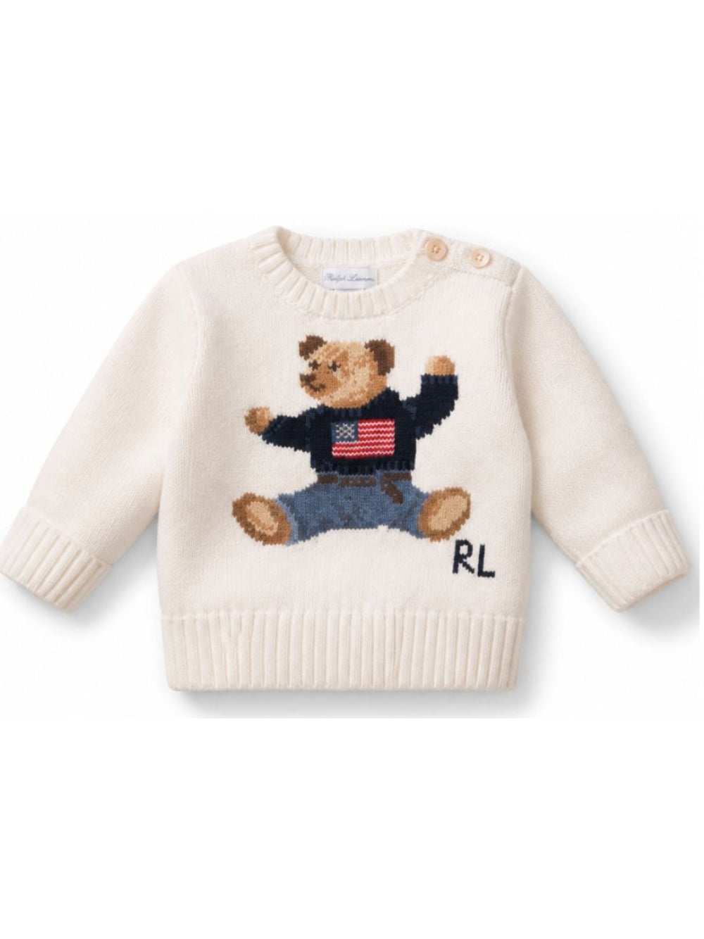 Maglione per neonato Polo Ralph Lauren Kids bianca con stampa grafica sul davanti<BR/> 320669571 003 Ralph Lauren kids