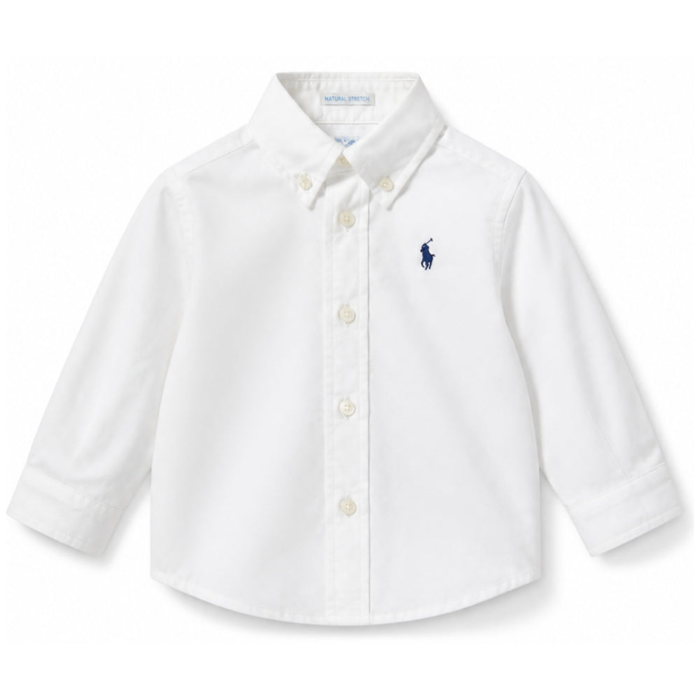 Camicia per neonato Ralph Lauren Kids bianca con logo ricamato sul petto 320952199 002 Ralph Lauren kids