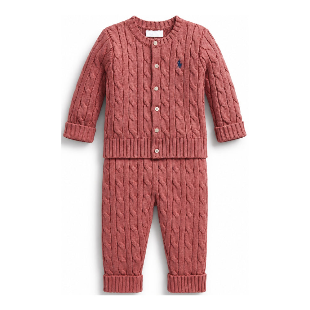 Set maglione e pantaloni per neonata Polo Ralph Lauren Kids rosa con maglia intrecciata 320966889 505 Ralph Lauren kids