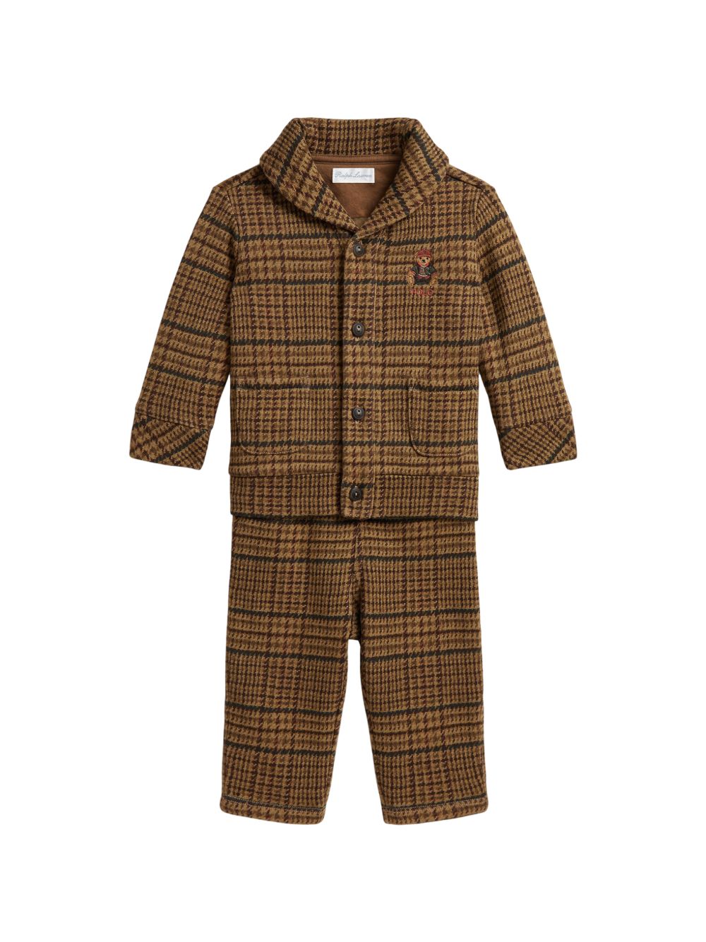Completo giacca e pantaloni per neonato Polo Ralph Lauren Kids marrone con motivo Principe di Galles 320B27190 001 Ralph Lauren kids