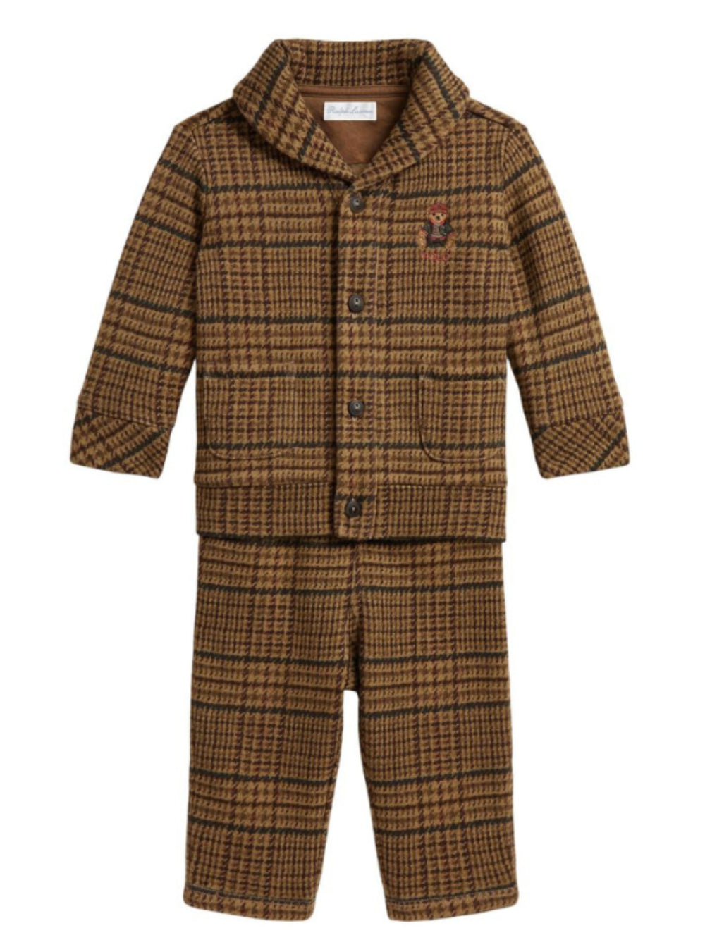 Completo giacca e pantaloni per neonato Polo Ralph Lauren Kids marrone con motivo Principe di Galles 320B27190 001 Ralph Lauren kids