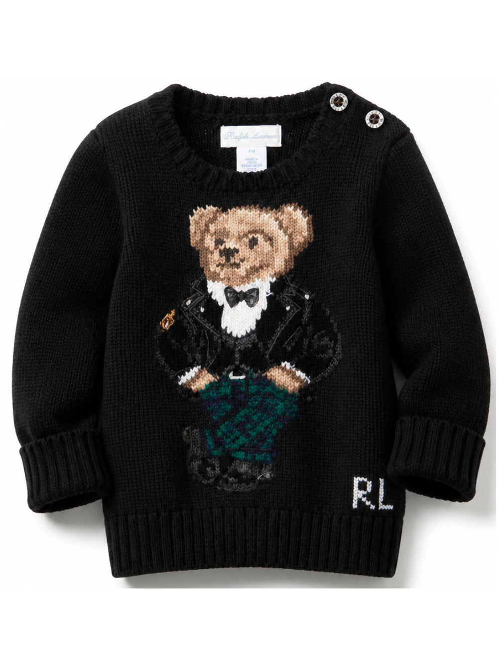 Maglione per neonato Polo Ralph Lauren Kids nero con ricamo a intarsio 320B29194 001 Ralph Lauren kids