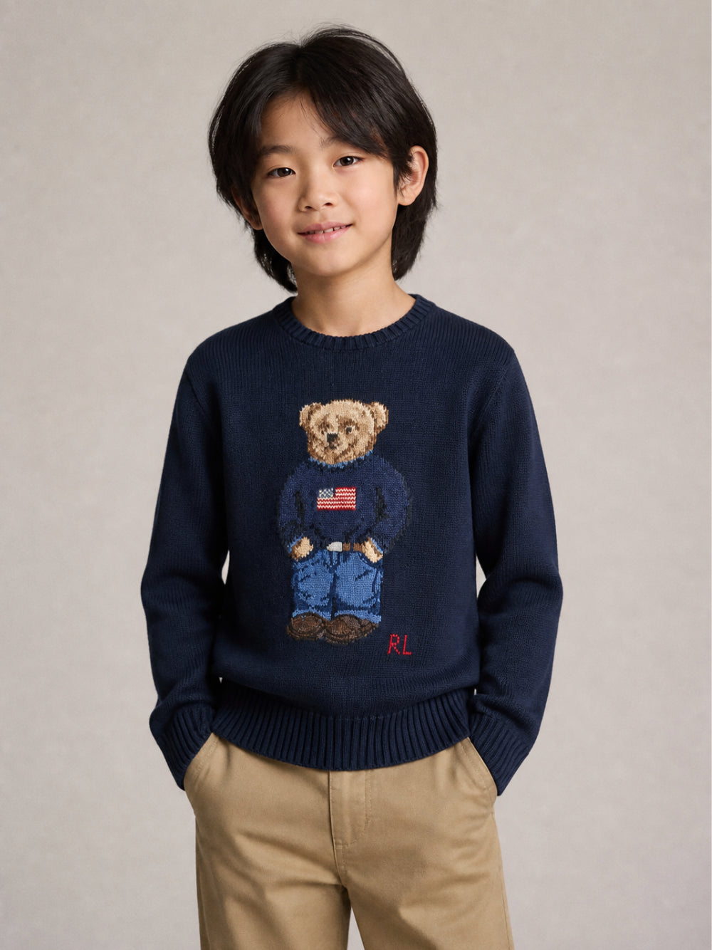 Maglione per bambino Polo Ralph Lauren Kids blu con caratteristico motivo Polo Bear 322668286 002 Ralph Lauren kids