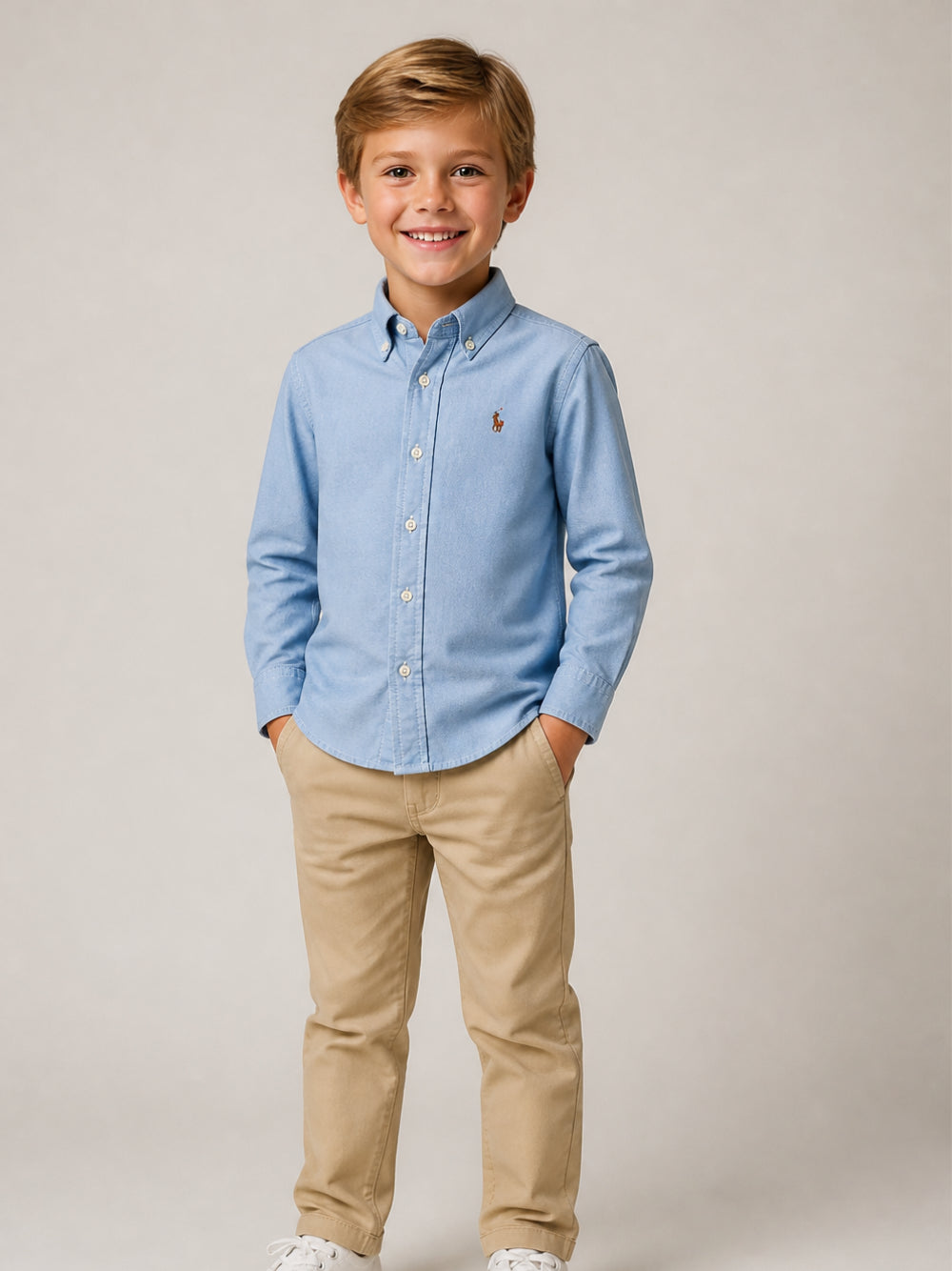 Camicia per bambino Polo Ralph Lauren Kids azzurra con motivo ricamato Polo Pony 322677133 002 Ralph Lauren kids