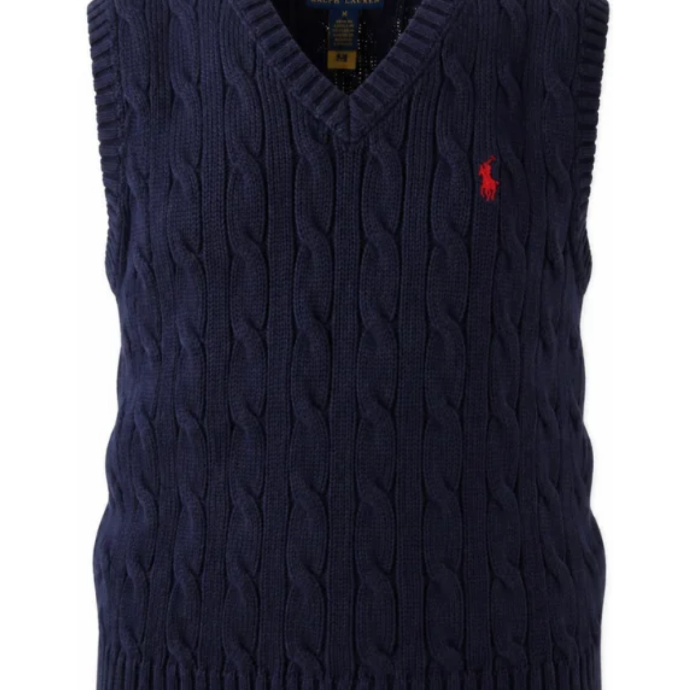 Gilet per bambino Polo Ralph Lauren Kids blu con scollo a V 322702300 026 Ralph Lauren kids