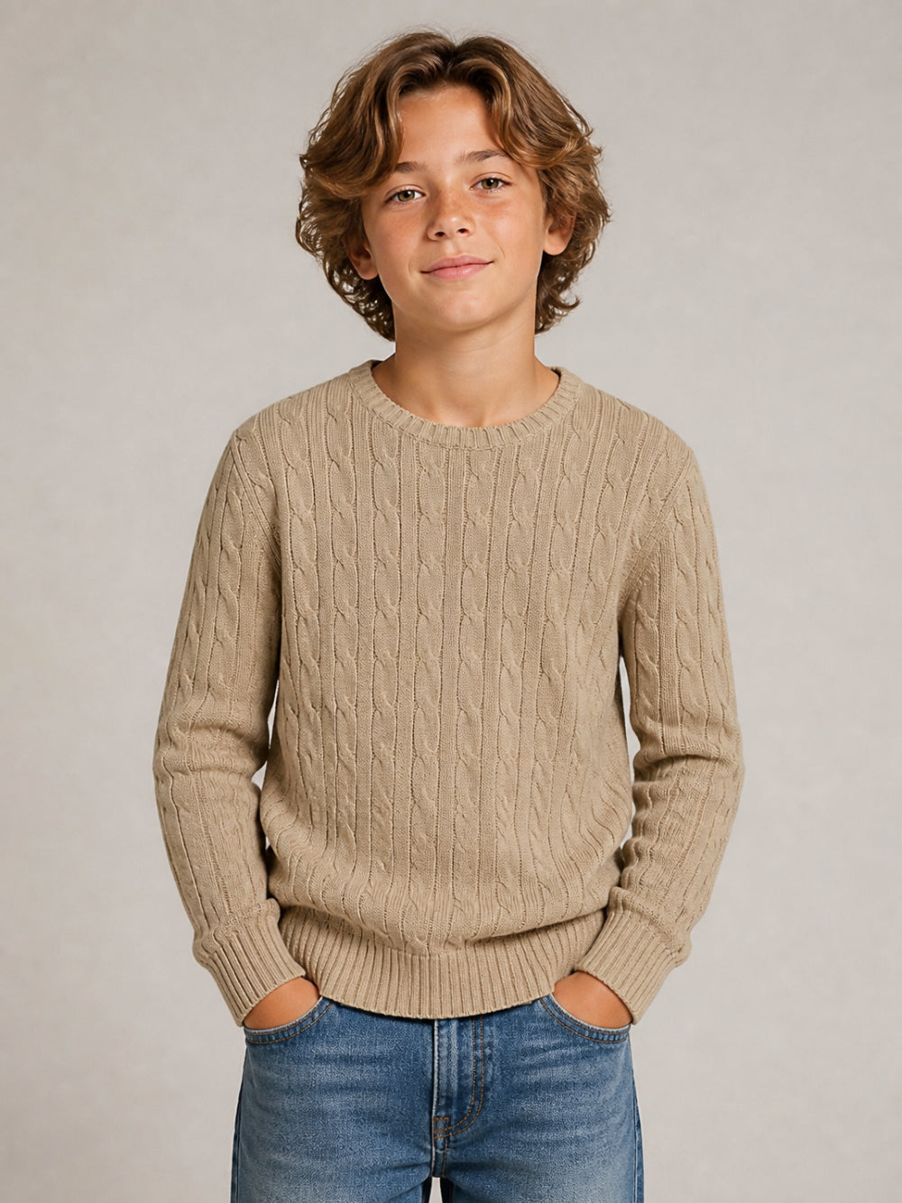 Maglione per bambino Polo Ralph Lauren Kids beige con trama intrecciata 322702674 082 Ralph Lauren kids