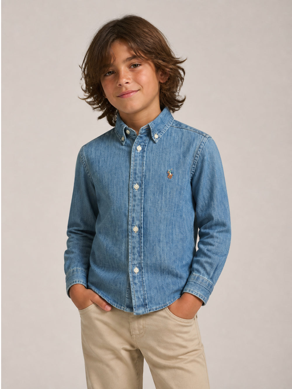 Camicia per bambino Polo Ralph Lauren Kids in denim con dettaglio Polo Pony 322713843 001 Ralph Lauren kids