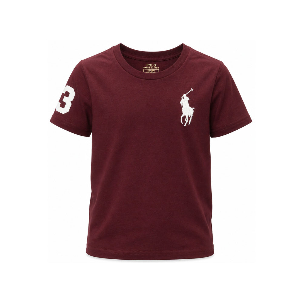 T-shirt per bambino Raulph Lauren Kids bordeaux con logo ricamato 322832907 508 Ralph Lauren kids