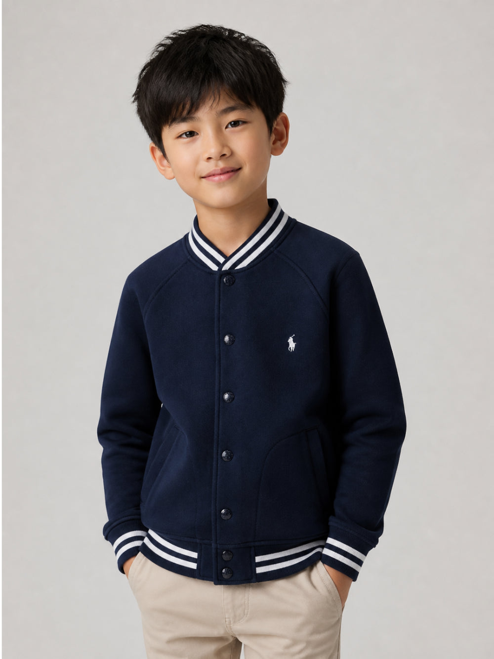 Giubbino per bambino Polo Ralph Lauren Kids blu con motivo Polo Pony ricamato sul davanti 322932140 004 Ralph Lauren kids