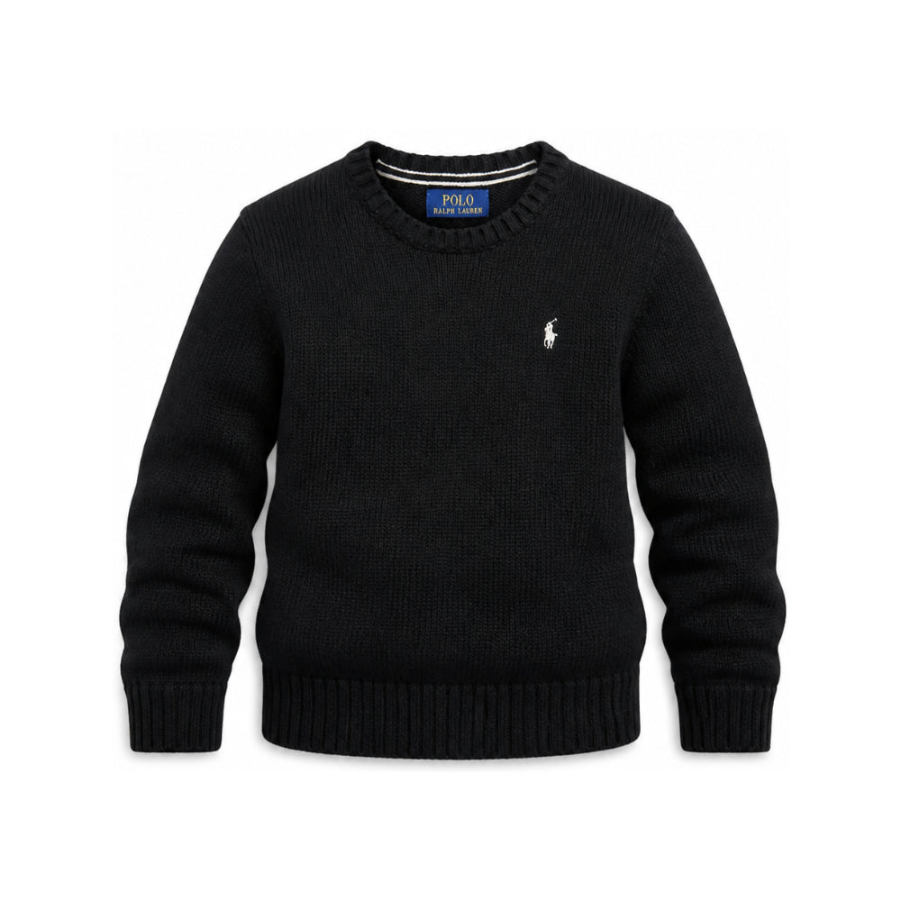 Maglione per bambino Polo Ralph Lauren Kids nero con logo Polo Pony ricamato sul petto 322970429 BLACK Ralph Lauren kids