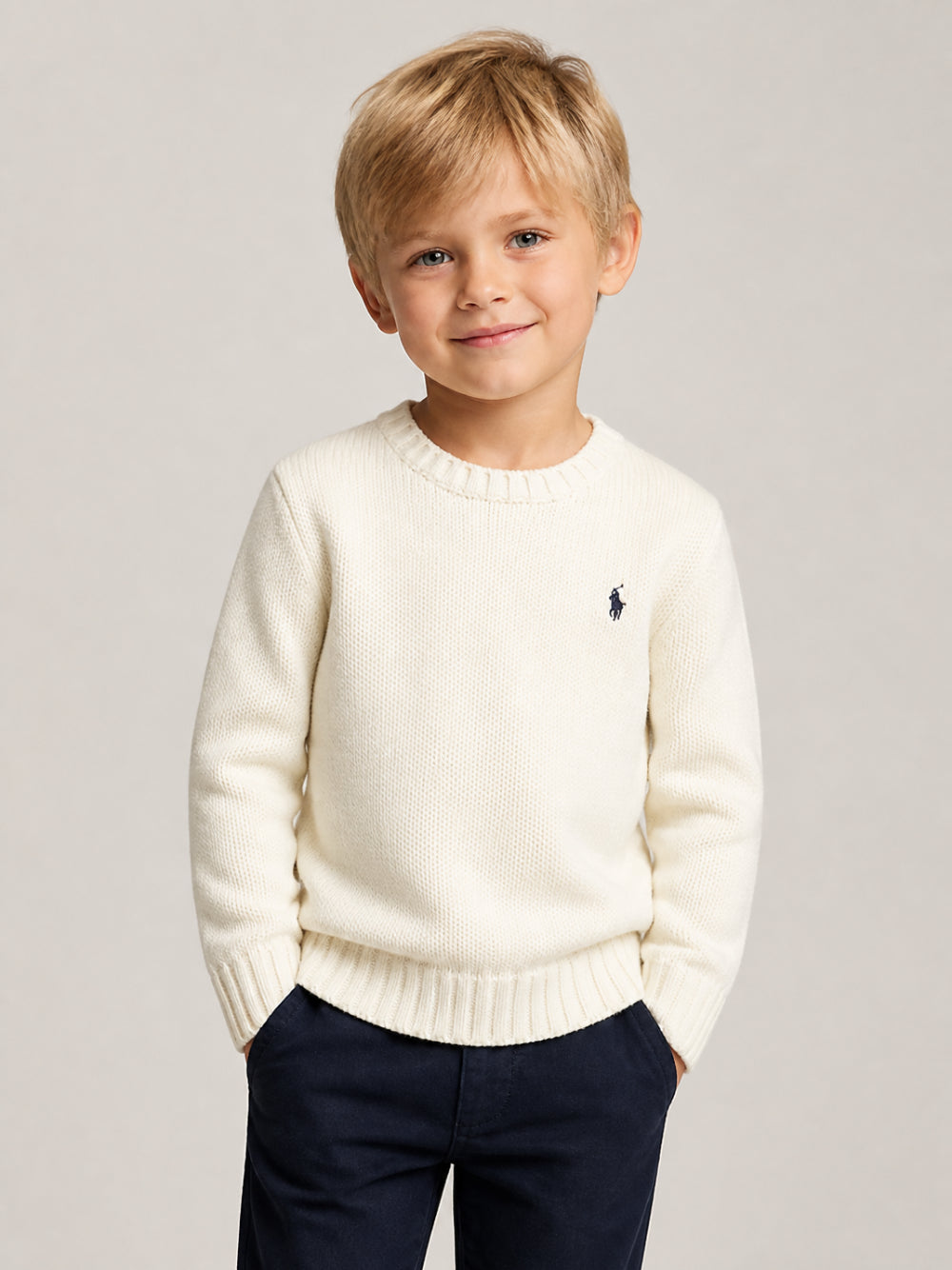 Maglione per bambino Polo Ralph Lauren Kids bianco con ricamo Polo Pony sul davanti 322970429 CREAM Ralph Lauren kids
