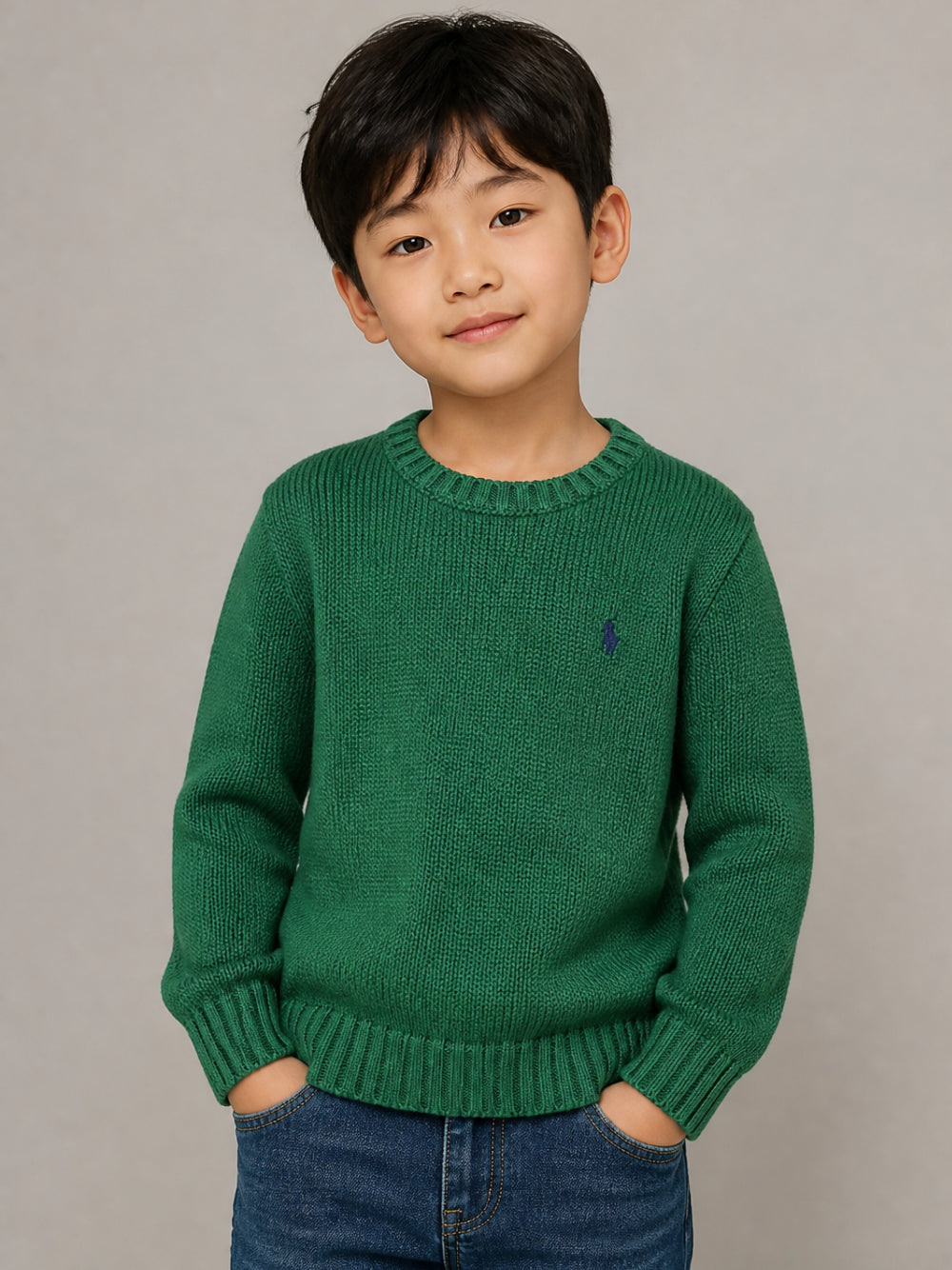 Maglione per bambino Ralph Lauren Kids verde con logo rimato sul petto 322970429 GREEN Ralph Lauren kids