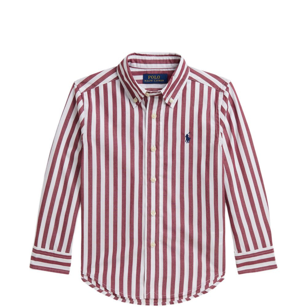 Camicia per bambino Ralph Lauren Kids rossa con motivo a righe verticali 322979319 BURGANDY Ralph Lauren kids