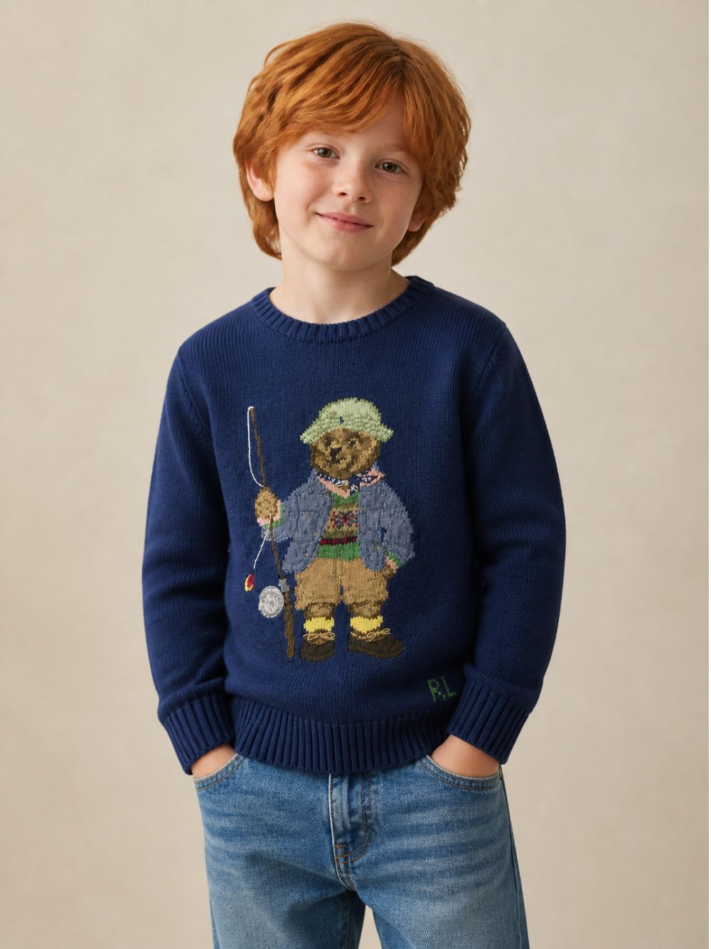 Maglione per bambino Polo Ralph Lauren Kids blu con maglia a intarsio 322B18571 001 Ralph Lauren kids