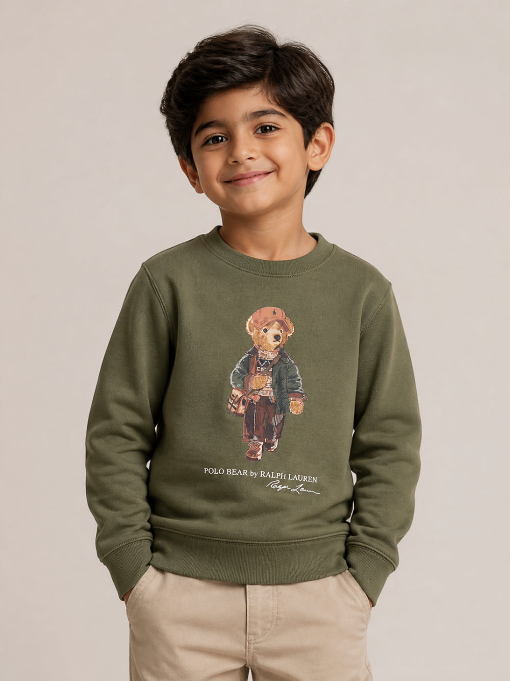 Felpa per bambino Polo Ralph Lauren Kids verde con stampa grafica Polo Bear 322B27294 001 Ralph Lauren kids