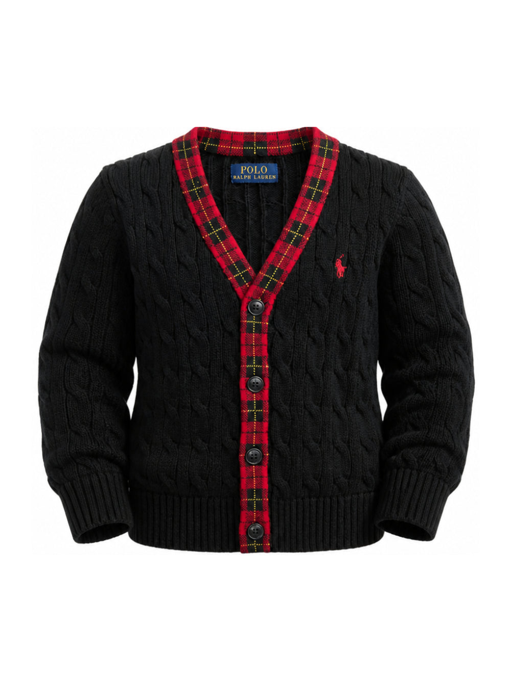 Cardigan per bambino Polo Ralph Lauren Kids nero con trama intrecciata 322B28345 BLACK Ralph Lauren kids
