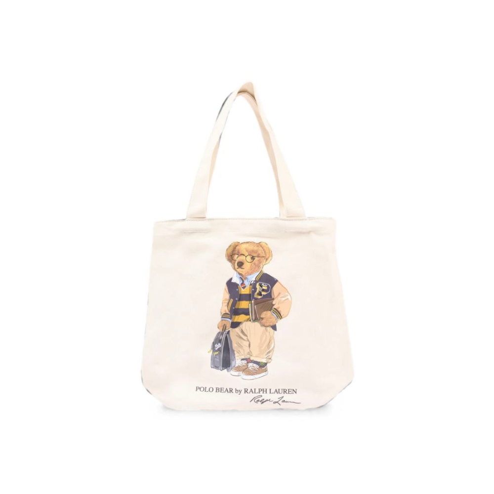 Borsa shopper tote per bambini Polo Ralph Lauren Kids bianco con stampa Polo Bear 9AR021 J9F Ralph Lauren kids