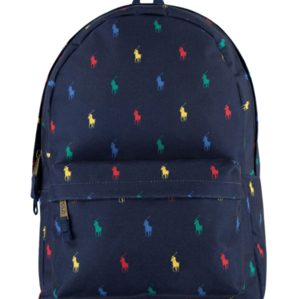 Zaino per bambini Polo Ralph Lauren Kids blu con caratteristico motivo Polo Pony all-over 9AR153 BCV Ralph Lauren kids