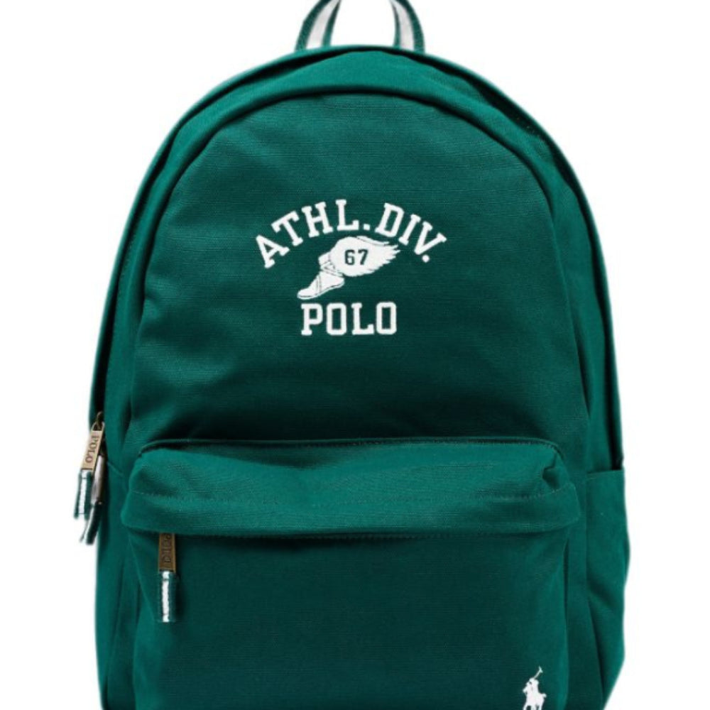 Zaino per bambini Polo Ralph Lauren Kids verde con logo ricamato sul davanti 9AR195 F9K Ralph Lauren kids