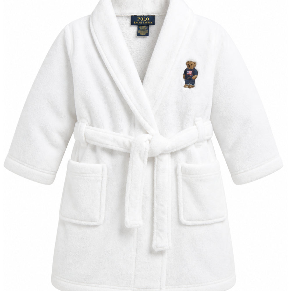 Vestaglia per bambini Polo Ralph Lauren Kids bianco con motivo Polo Bear P0042 001 Ralph Lauren kids