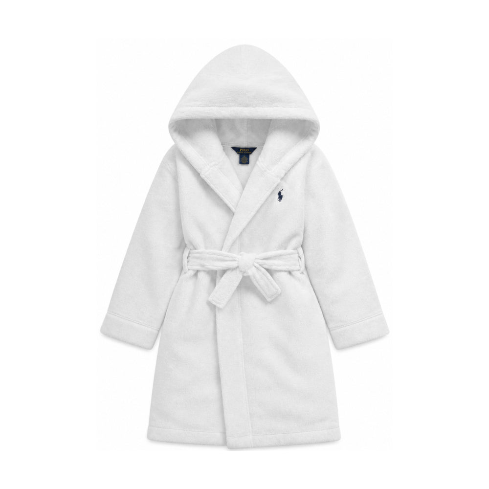 Accappatoio per bambini Polo Ralph Lauren Kids bianco con motivo Polo Pony P0188 001 Ralph Lauren kids