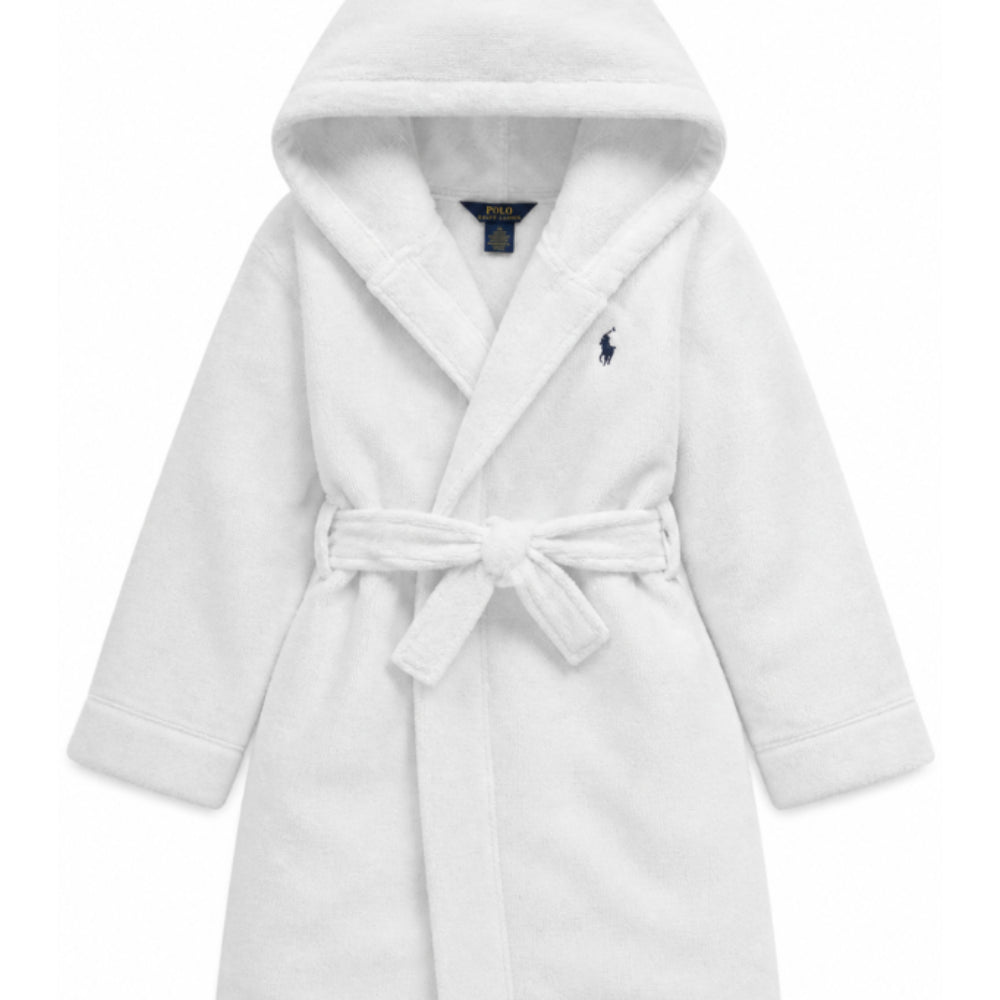 Accappatoio per bambini Polo Ralph Lauren Kids bianco con motivo Polo Pony P0188 001 Ralph Lauren kids