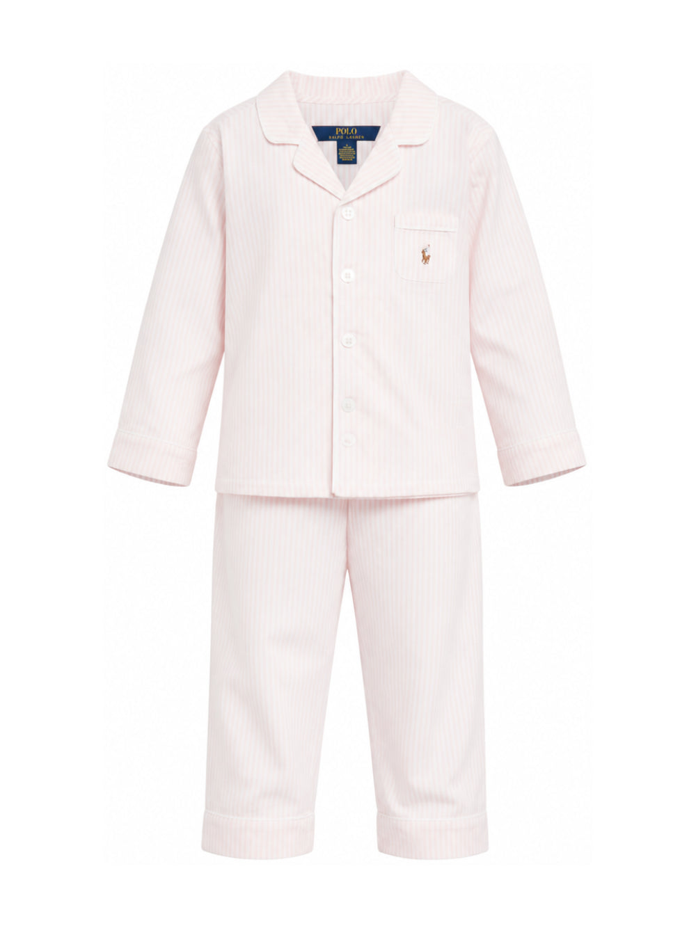 Pigiama per bambina Polo Ralph Lauren Kids rosa a righe con logo ricamato P0198 AIN Ralph Lauren kids