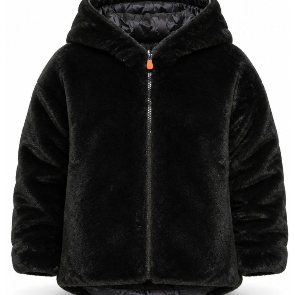 Giubbino per bambina Save The Duck Kids nero con cappuccio J31153G FURY23 10000 SAVE THE DUCK KIDS