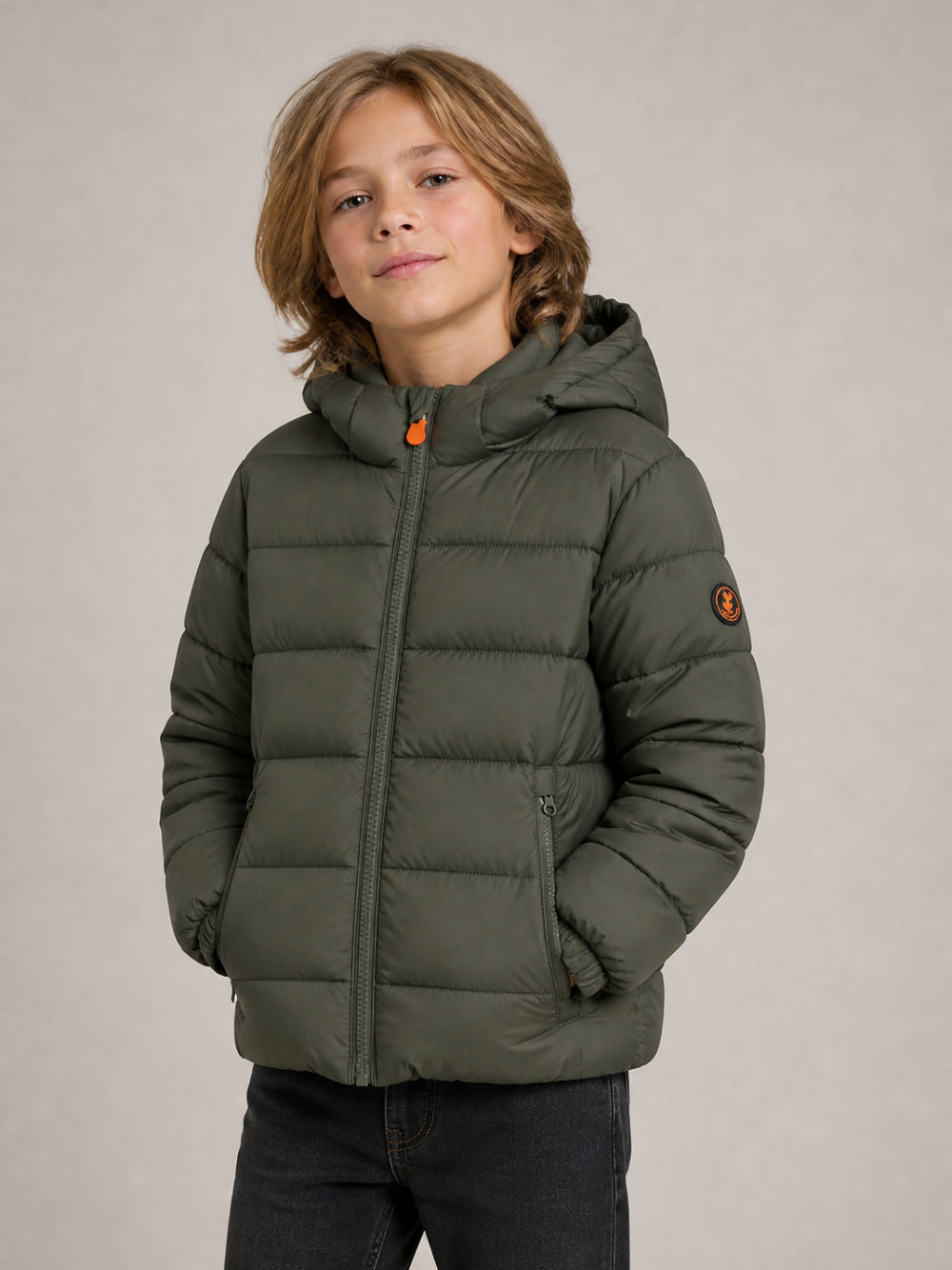 Giubbino per bambino Save The Duck Kids verde cachi con design imbottito J35560B MIRO23 50012 SAVE THE DUCK KIDS